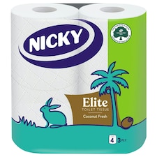 Nicky Elite Toilet Tissue Rolls With Coconut Fresh Soft 3 Ply White Paper