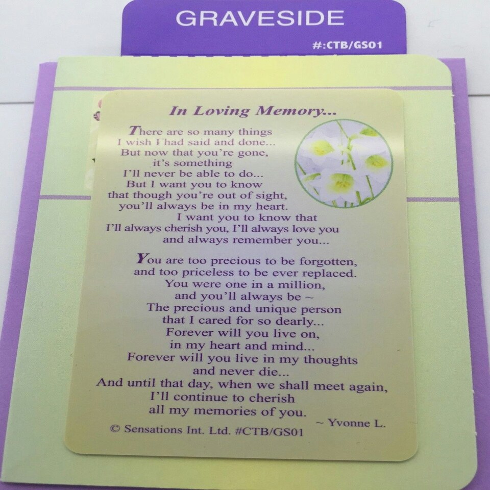 image 1 of In Loving Memory....Wallet Card (Sentimental Keepsake Wallet / Purse Card)
