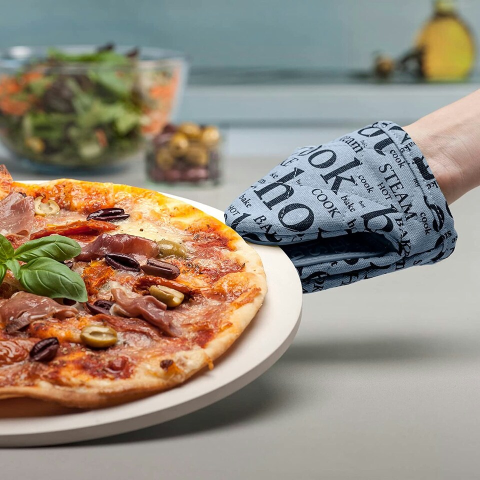 image 1 of Silicone Hot Grab Mini Oven Mitt, Hot Print Blue | Provence