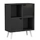 image 1 of Black 4-Cube Storage Unit with 2 Wooden Doors and Legs | Black | Black & White | 1