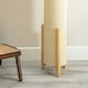 image 2 of ValueLights Henry Wooden Base Midi Floor Lamp with Tall Natural Fabric Shade with LED Bulb Cream