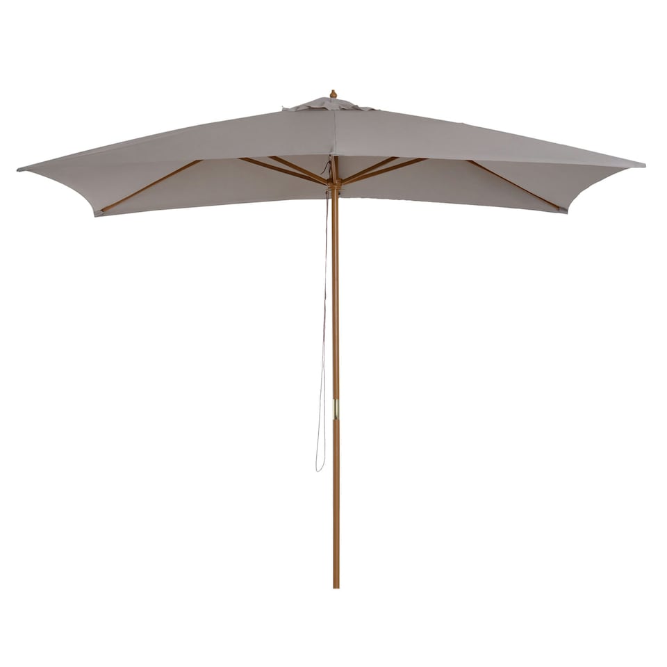 image 1 of Outsunny 2 x 3(m) Wood Garden Parasol Sun Shade Patio Umbrella Canopy
