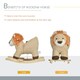 image 4 of HOMCOM Kids Rocking Lion Plush Ride On Seat w/ Sound Button Wood Base Seat Belt