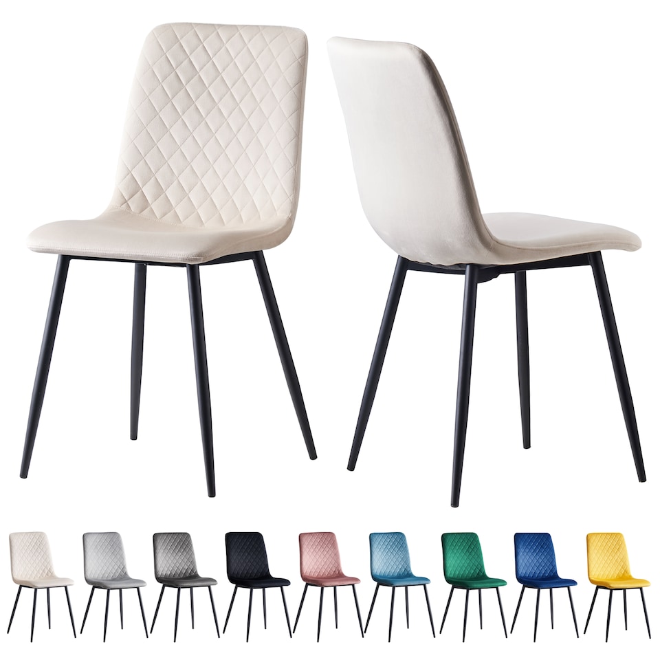 image 1 of Dining Chairs Velvet Fabric Lexi Set of 2 Beige by MCC