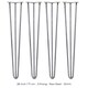 image 3 of 4 x 28" Hairpin Legs - 3 Prong - 12mm - Raw Steel | Silver | 1