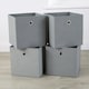 image 2 of Foldable Canvas Storage Folding Box Fabric Cube Cloth Bag 4 Piece Set | Grey