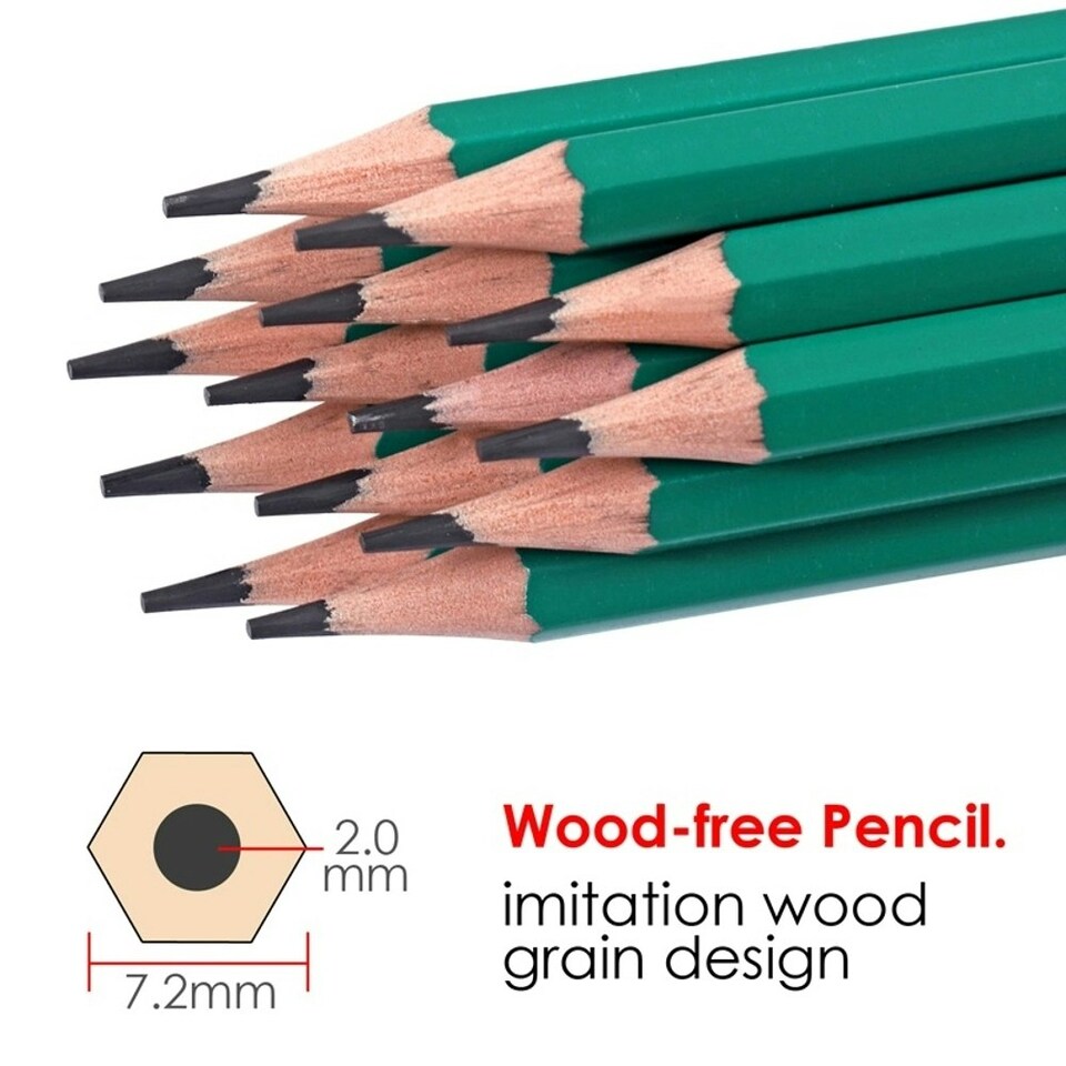 image 1 of Pack of 12 7'' Flexible Sharpened Plastic Wood- Free HB Pencils with Eraser