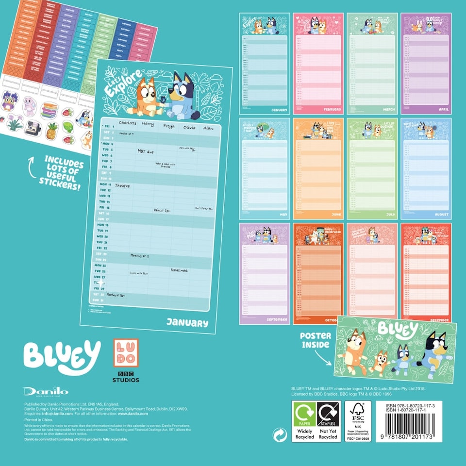 image 1 of BLUEY 2027 FAMILY ORGANISER CALENDAR