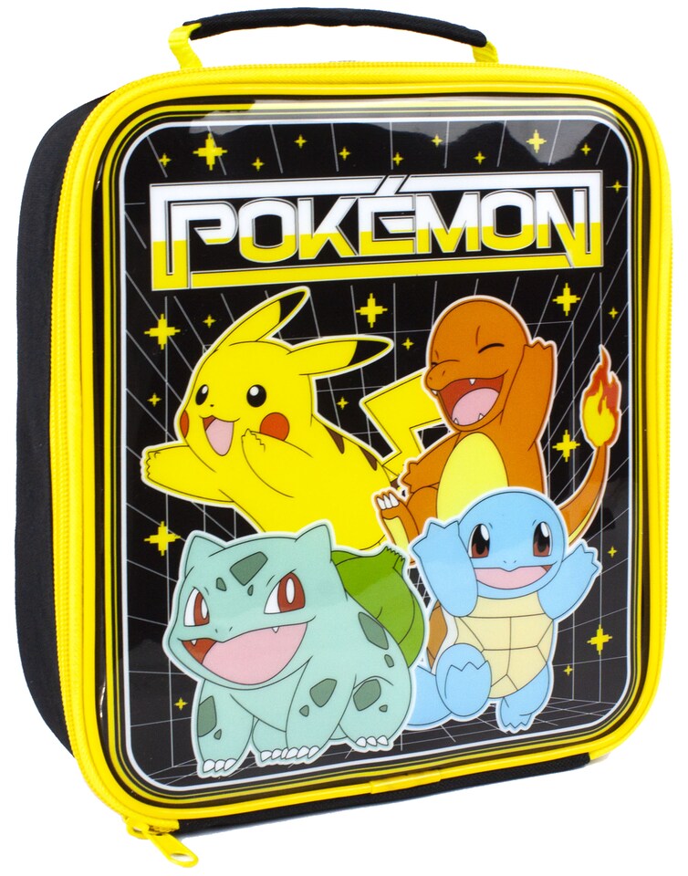 image 1 of Pokemon Lunch Bag Set | Adventure with Pikachu, Bulbasaur, Squirtle, Charmander | 5-Piece School Dinner Bag with BPA-Free Water Bottle & Snack Pots | One Size Fun