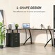 image 6 of HOMCOM L-Shaped Corner PC Desk Table w/ Drawer Home Office Workstation, Black