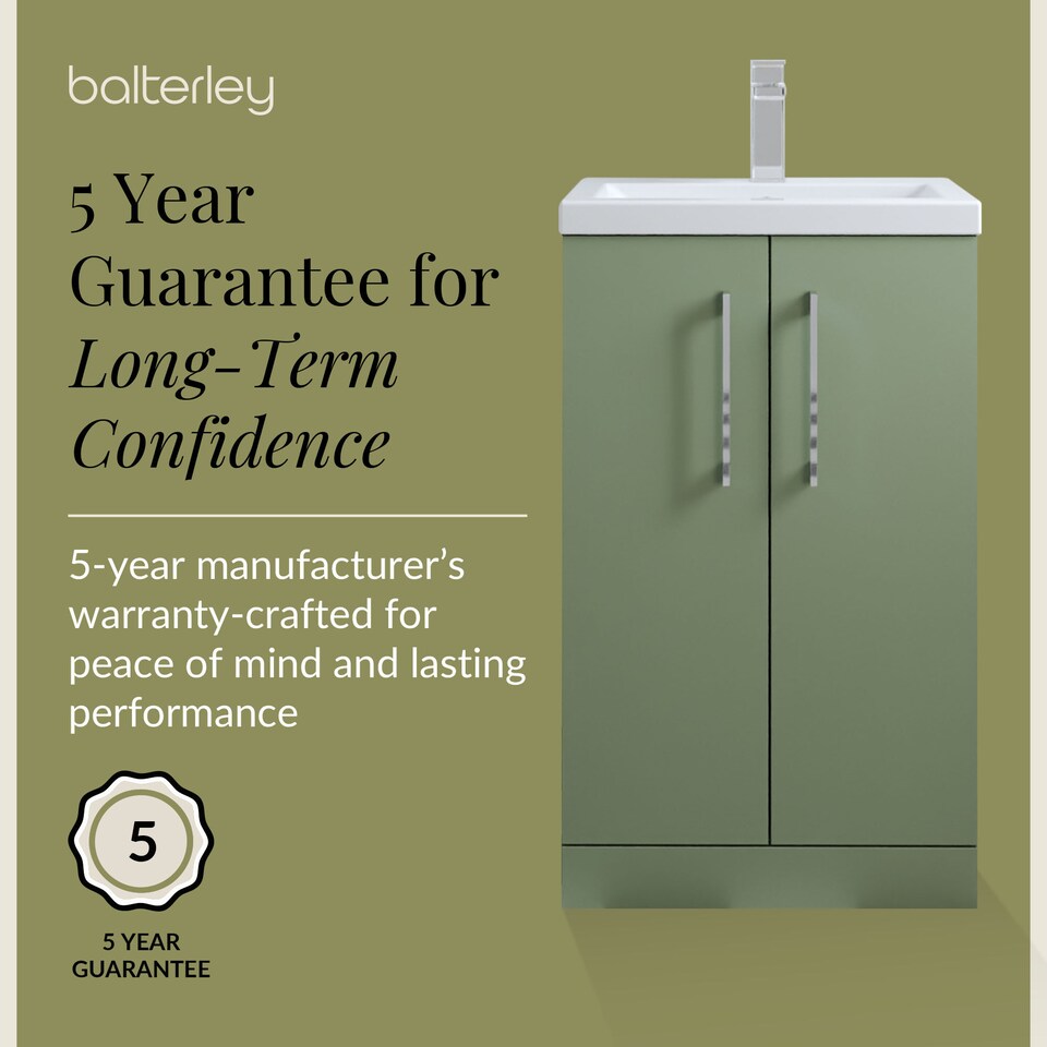 image 1 of Balterley Level Compact Bathroom Cloakroom Vanity Basin Unit with Ceramic Basin, Handles | Green | Satin Green