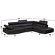 image 3 of Fidenza Leather Corner Sofa Adjustable Headrests, L-Shaped Sectional, Contemporary Living Room Seating, Left Hand Facing Black