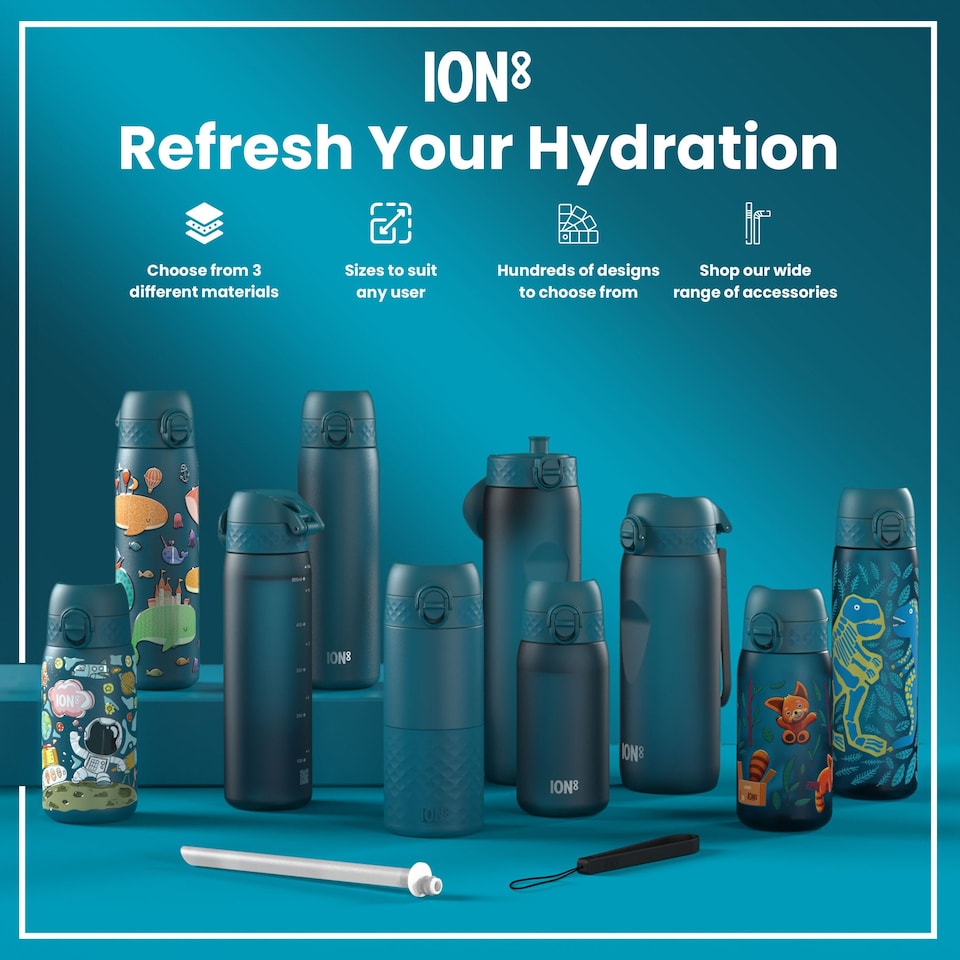 image 1 of Leak Proof Kids Water Bottle, Stainless Steel, 400ml (13oz) | Blue | Forest Animals | One Size