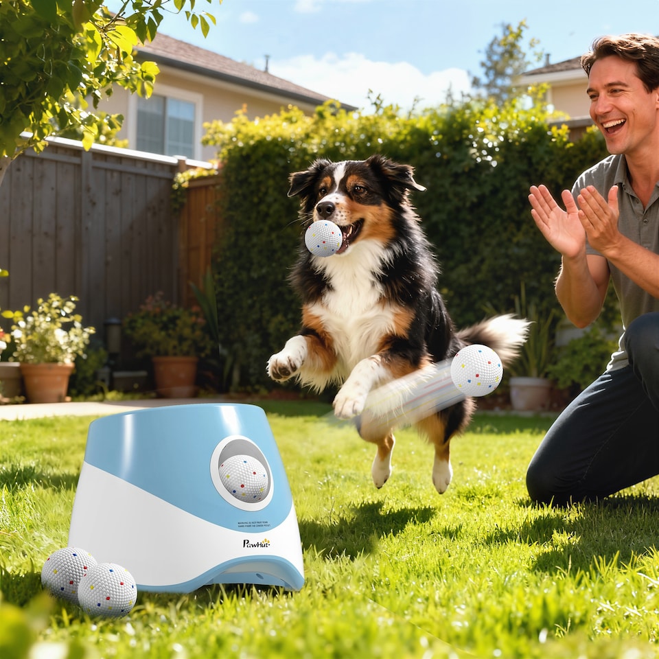 image 1 of PawHut Automatic Dog Ball Launcher with 5 ETPU Balls