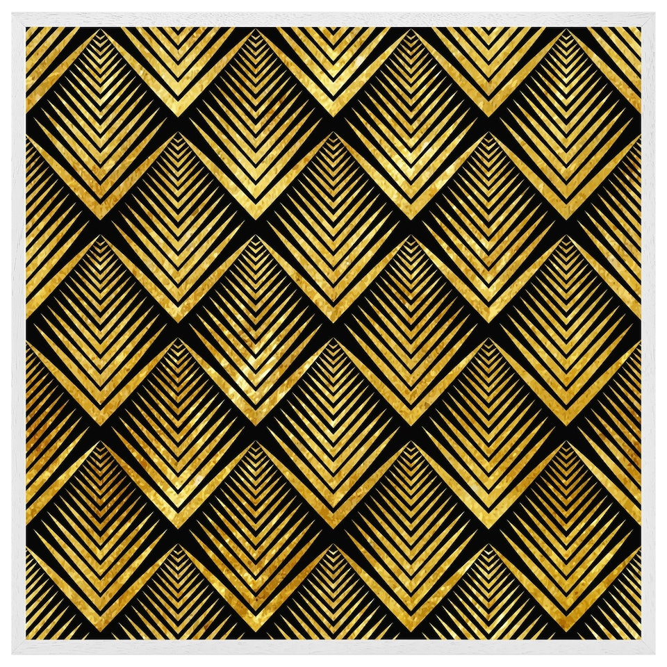 image 1 of Golden geometric flower pattern (Picutre Frame) White | S