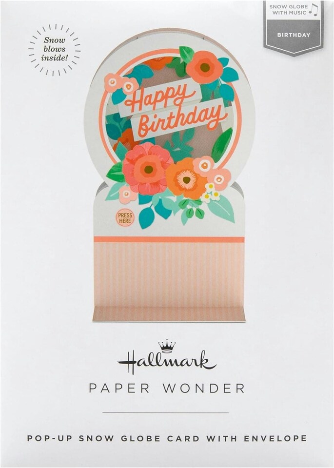 image 1 of Hallmark Musical And Motion Birthday Card - 3D Pop-Up Snow Globe Design
