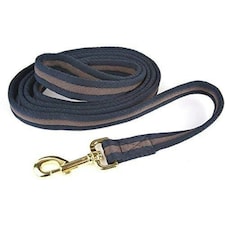 Hy Soft Webbing Lead Rein Without Chain - Navy/Grey - One Size