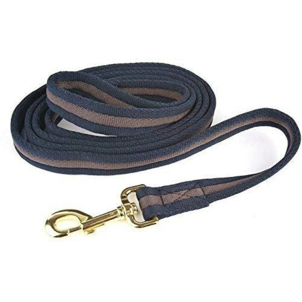 Hy Soft Webbing Lead Rein Without Chain - Navy/Grey - One Size