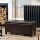 image 4 of Davenport Bonded Leather Storage Ottoman - Brown