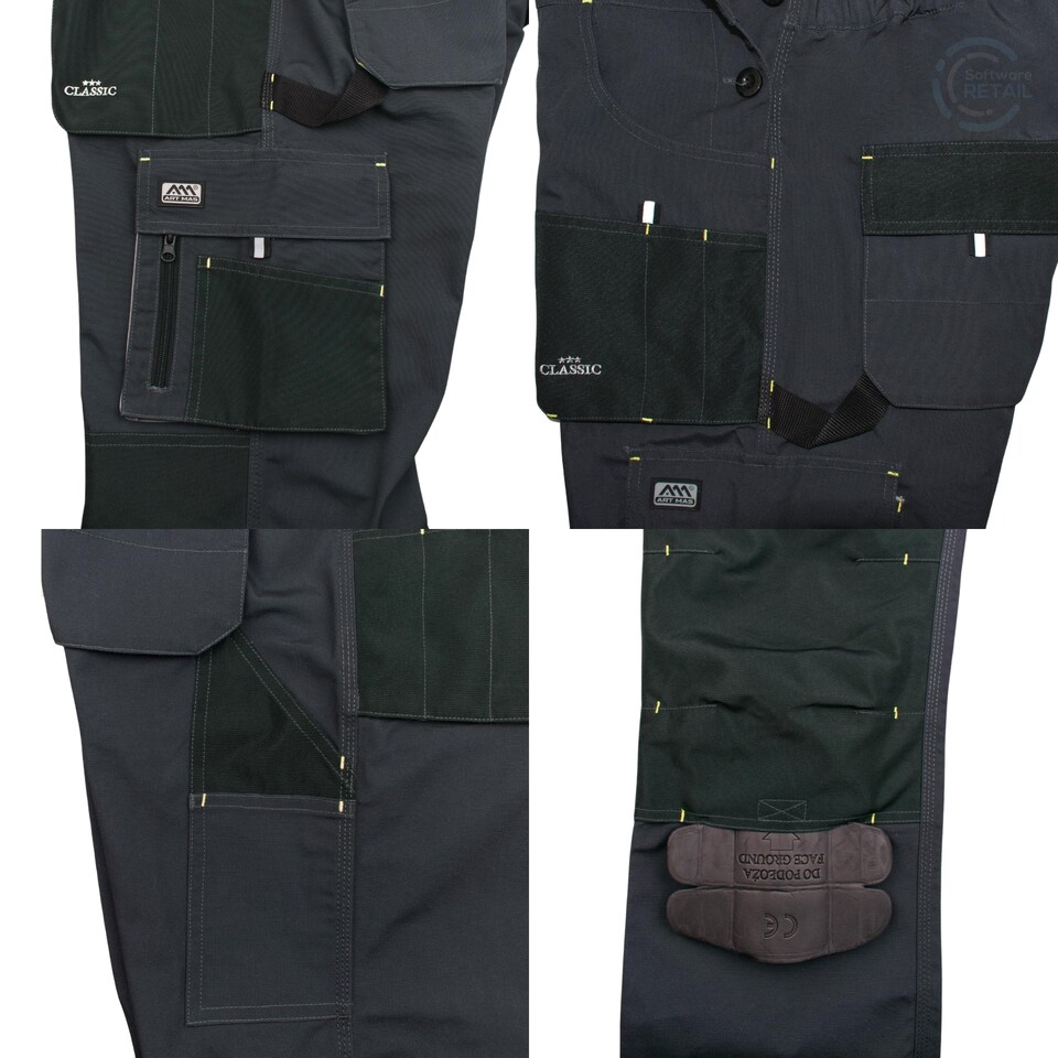 image 1 of Artmas Classic Grey Work Trousers with Knee Pad Pockets, 9 Pockets, 260gsm (38/40 Inch - 56 EU)