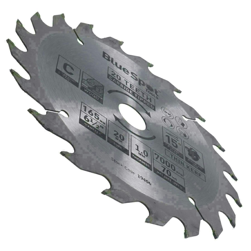 image 1 of Circular Saw Blade 165mm x 20mm 20 Teeth TCT Coarse Cutting Disc Wood 1pc