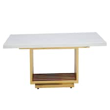 Interiors by Premier Ivory White Marble Coffee Table With Gold Finished Frame Gold