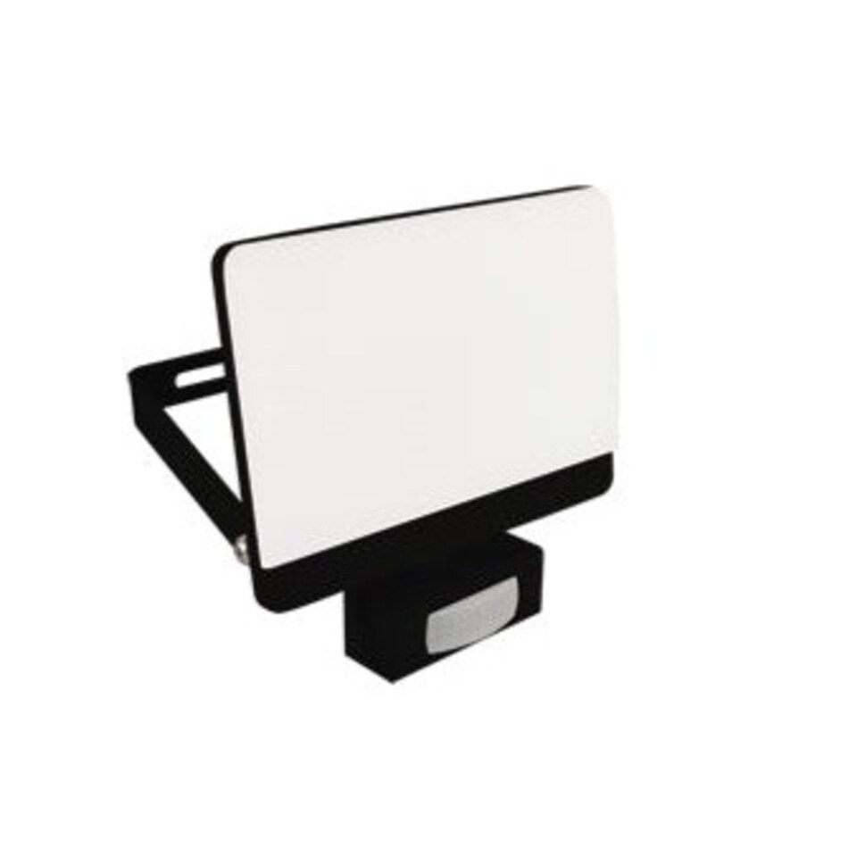 image 1 of CGC PARRY 30W LED PIR Motion Sensor Floodlight Black Body with Full Front White Opal Diffuser 2700lm 4000k Black