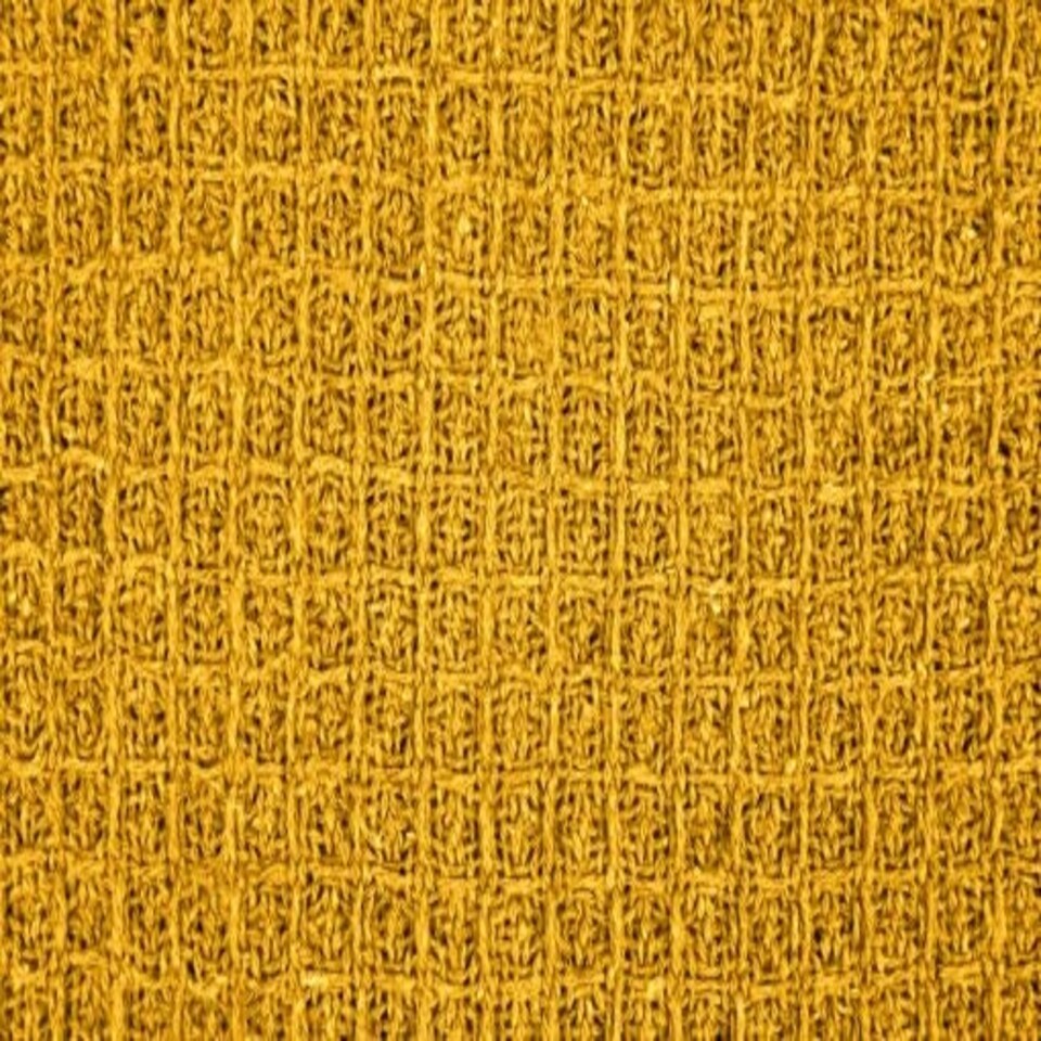image 1 of Waffle Collection Recycled Cotton Throw in Ochre (90" x 100")