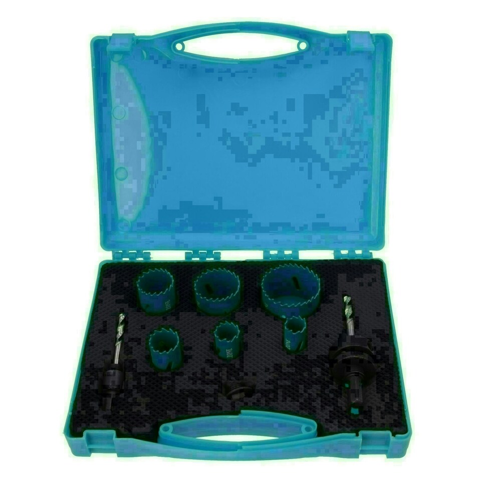 image 1 of HSS Bi-Metal Hole Saw Set Cutters Steel Aluminium Wood PVC 18mm - 51mm 9pc