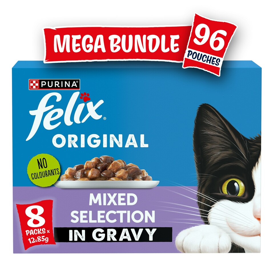 Felix Original Mixed Selection In Gravy Wet Cat Food 96X85G (Pack Of 8)