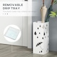image 4 of HOMCOM Metal Umbrella Stand, Square Umbrella Basket with 4 Hooks Drip Tray White