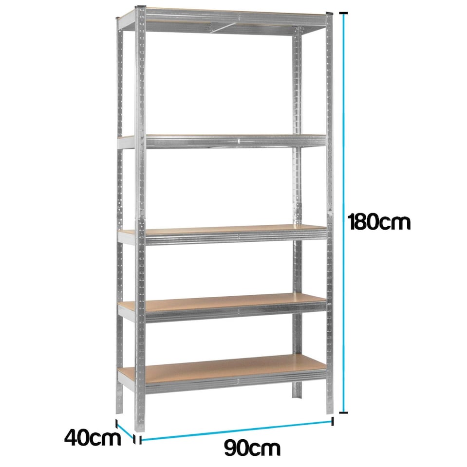 image 1 of TekBox Boltless Garage Silver Shelving Rack - Set of 2
