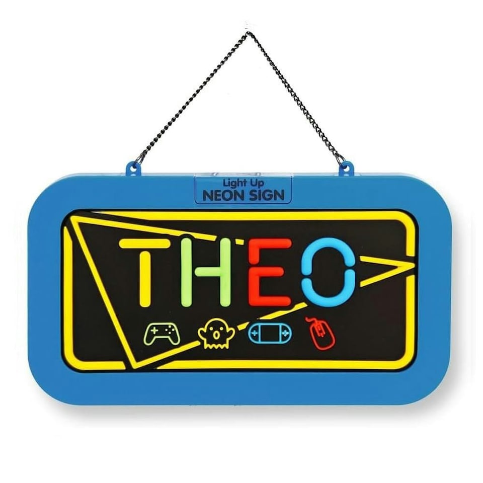 History & Heraldry Light Up Neon Name Sign - Theo