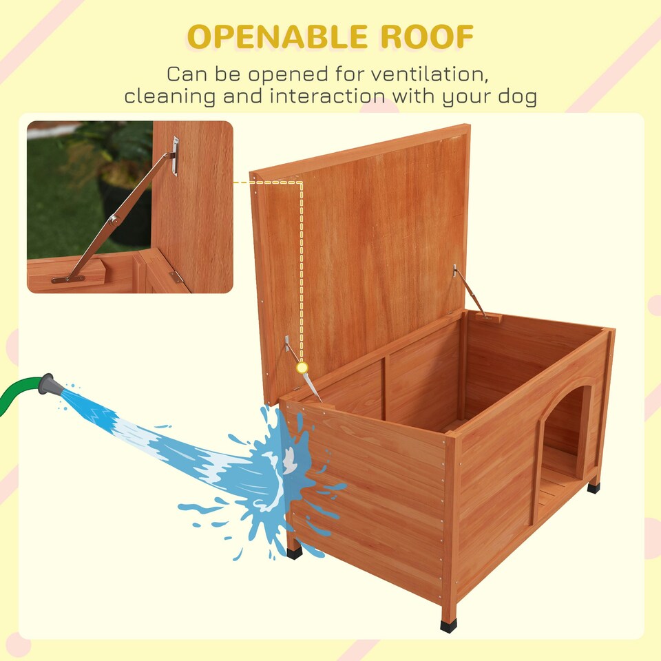 image 1 of PawHut Wooden Dog Kennel with Removable Floor, Openable Roof