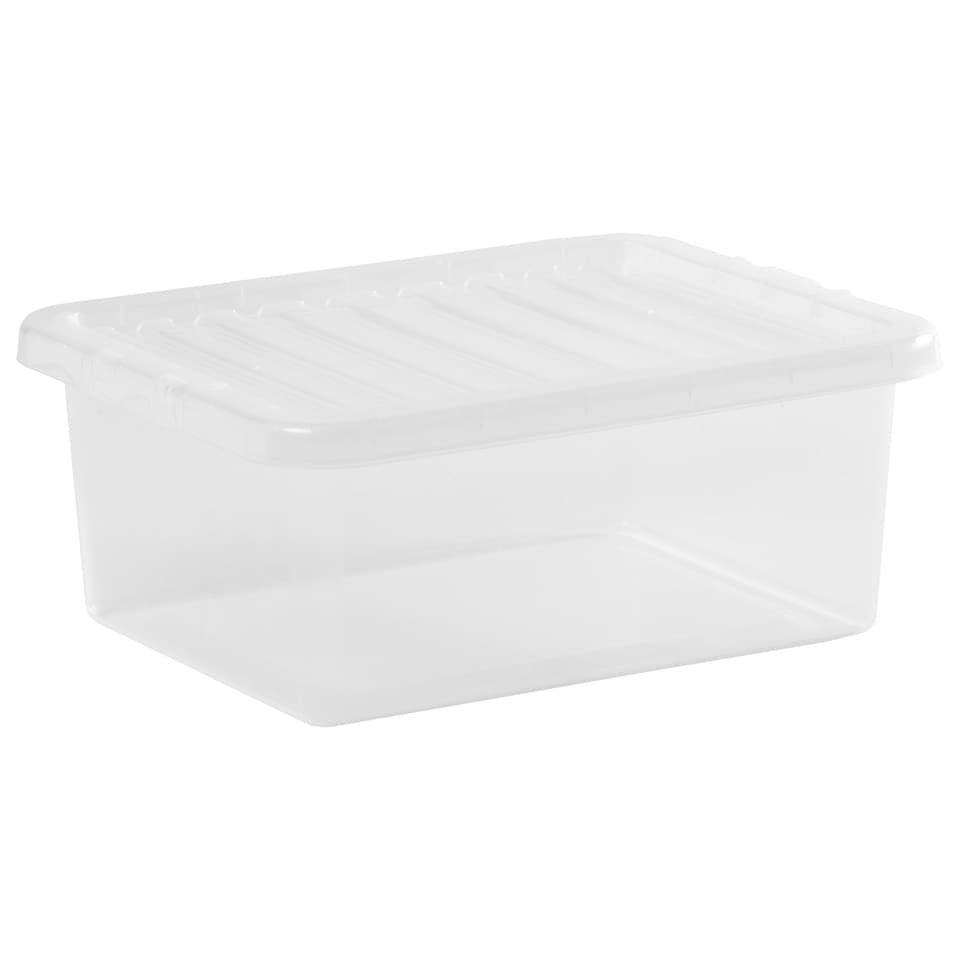 image 1 of Wham Crystal 5 x 17L Stackable Plastic Storage Boxes with Lids Clear Clear