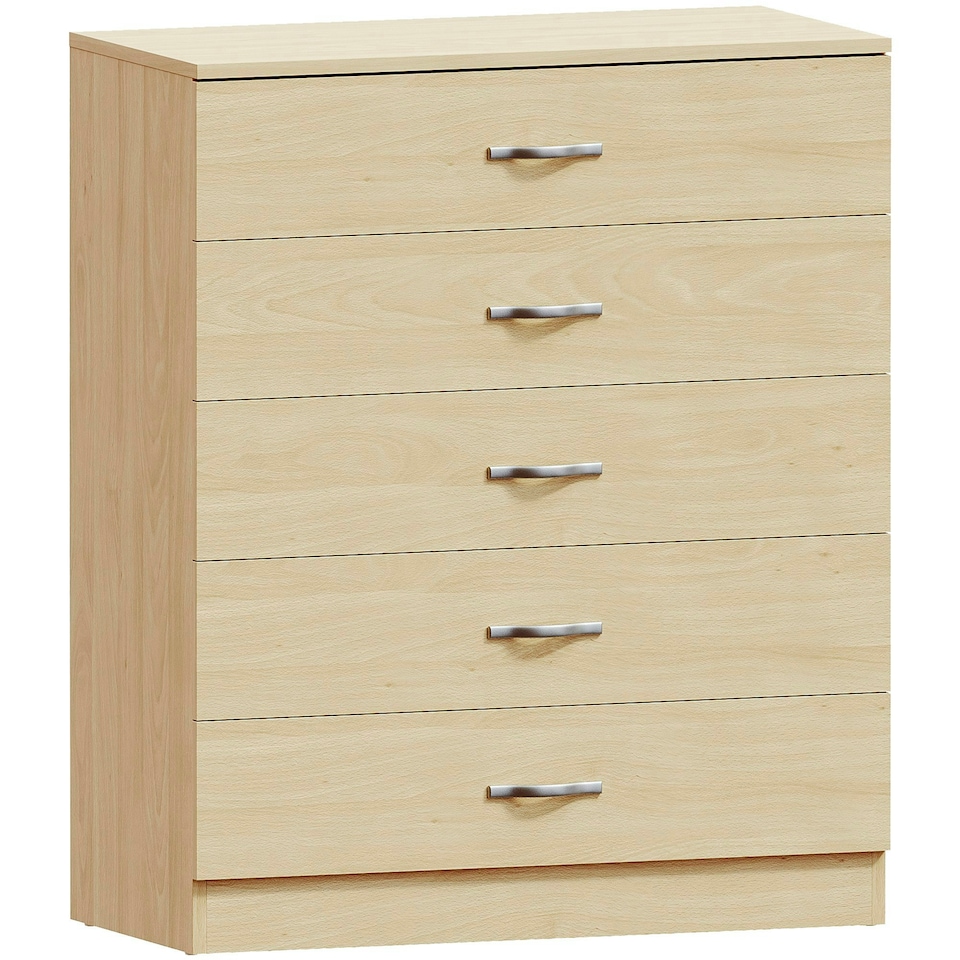 image 1 of Vida Designs Riano 5 Drawer Chest of Drawers Bedroom Storage, Pine