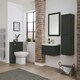 image 2 of 1200mm Bathroom Wall Mounted Drawer Unit and Twin Ceramic Basin - Matt Dark Grey (Central) - Brassware Not Included Grey