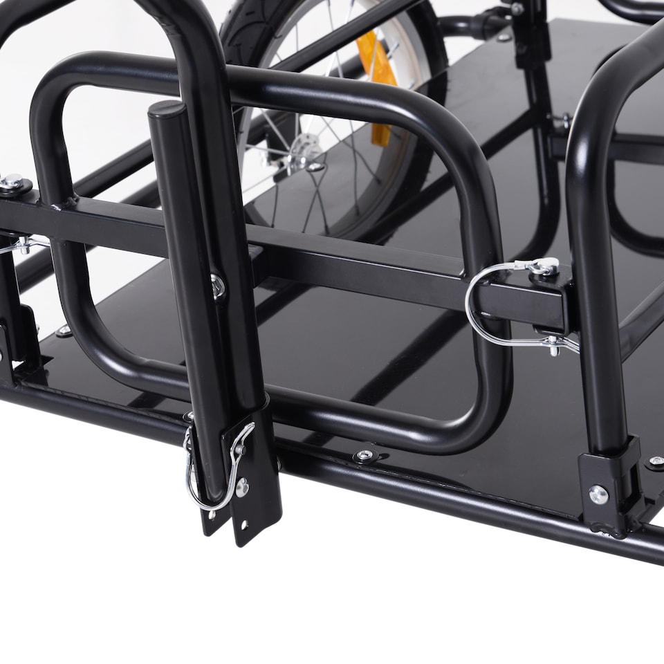 image 1 of HOMCOM Bike Cargo Trailer Bicycle Trailer Cargo Storage Cart w Hitch Cycling Camping Luggage Storage Carrier Transport Steel Black