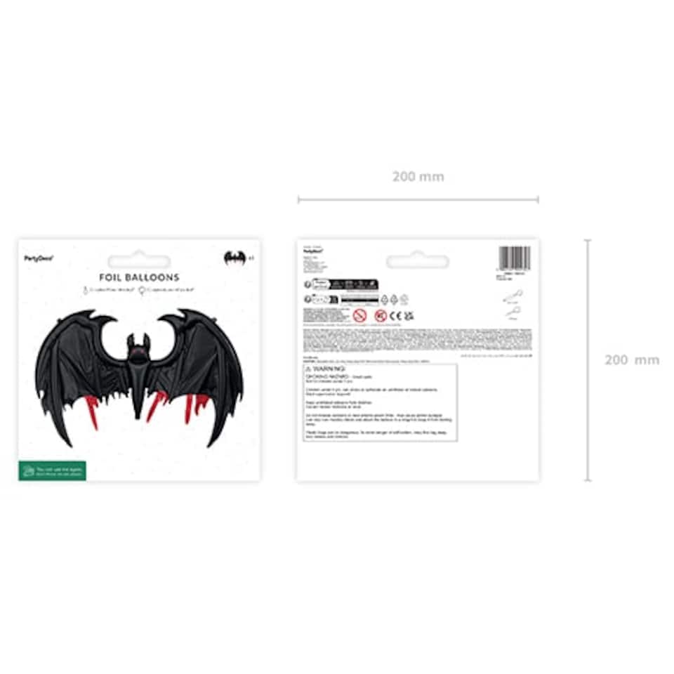 image 1 of Black with Red Bat Halloween Giant Air Fill Foil Balloon 150cm / 59 in