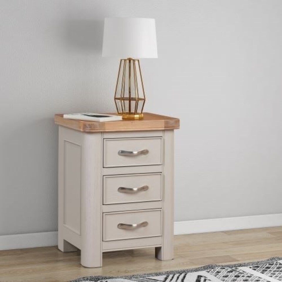 image 1 of Bologna Painted Bedside with 3 Drawers - L38 x W45 x H60 cm - Oak
