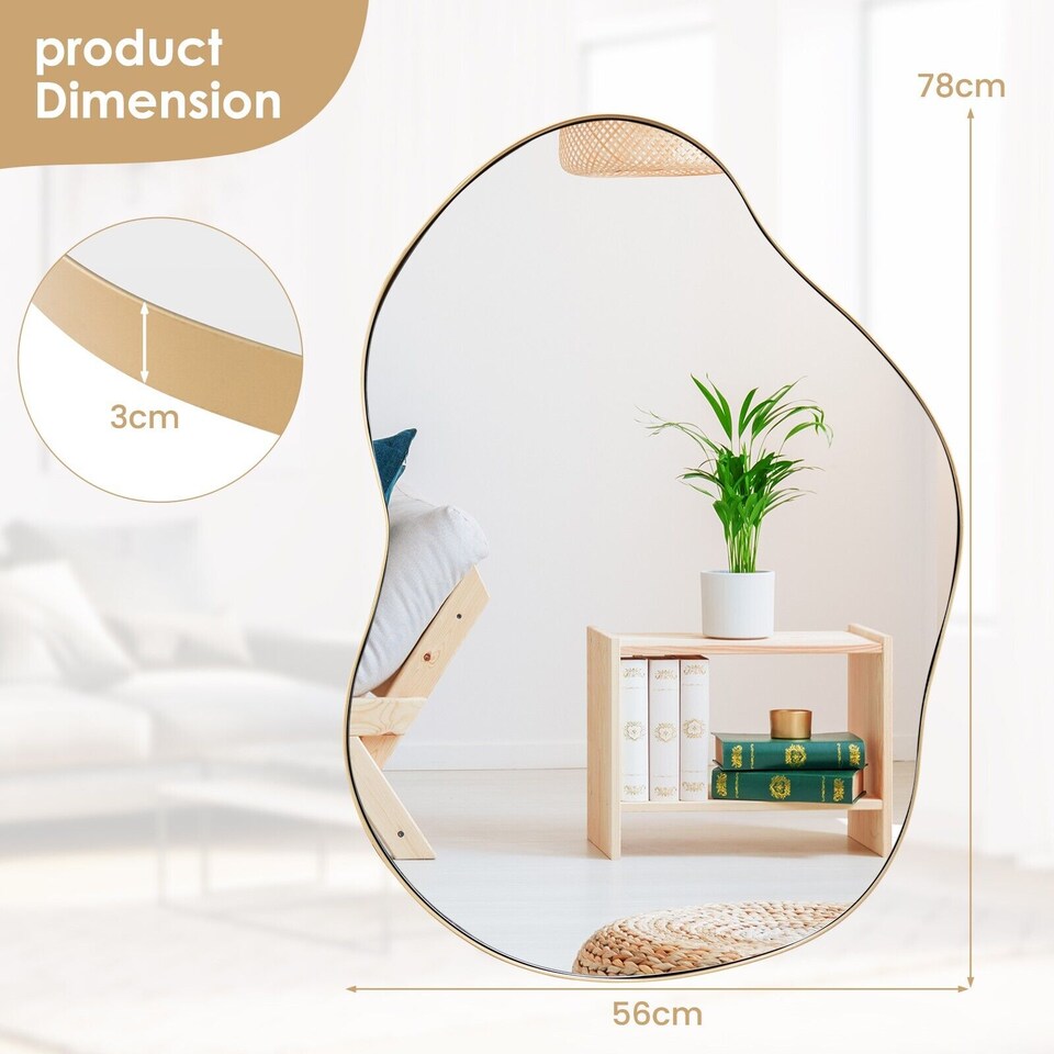 image 1 of COSTWAY Irregular Wall Mirror Decorative Vanity Mirror