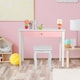 image 3 of COSTWAY Princess Makeup Dressing Table Kids Vanity Set White