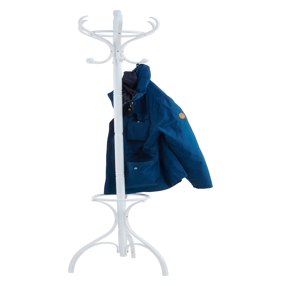 image 1 of Kennedy 184cm White Finish Floor Standing Coat Stand | White | One Size