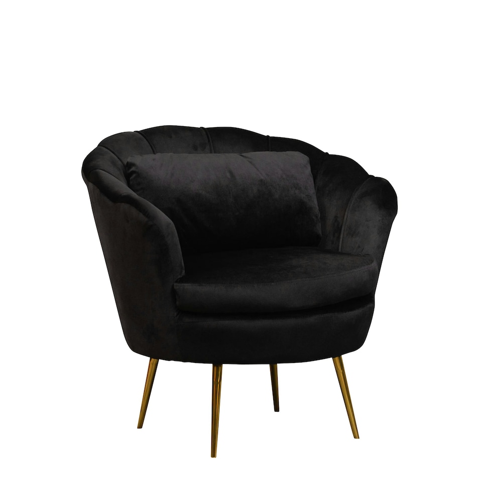 image 1 of Benicia Velvet Fabric Petal Chair - Black