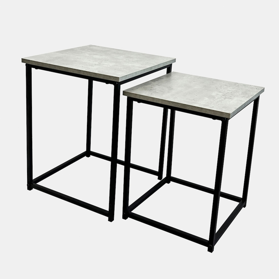 image 1 of OHS 2 Piece Wood Top Modern Home Decor Side End Coffee Nest Of Tables White | Marble