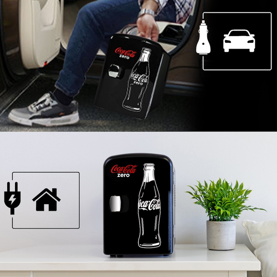 image 1 of Coca-Cola Coke Zero 4L Cooler/Warmer 12V DC 230V AC Mini Fridge, Black
