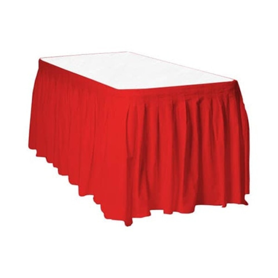 Red Plastic Table Skirt - 426cm x 74cm