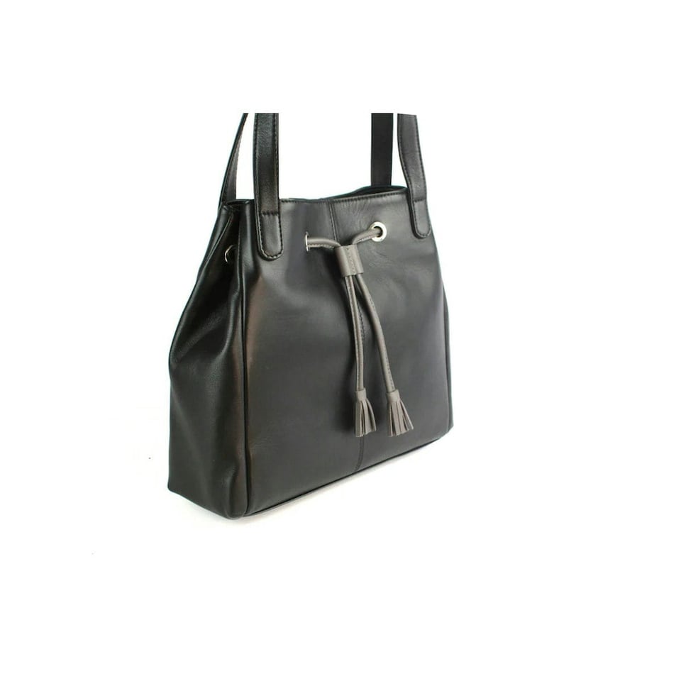 image 1 of Eastern Counties Leather Keziah Leather Handbag - Black/Dark Grey - One Size | Black