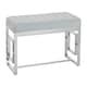 image 1 of Interiors By Premier Stylish Powder Blue Velvet And Silver Bench, Luxe Bench For Outdoor, Accent Dining Bench For Diningroom Silver