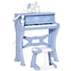 image 2 of HOMCOM 37 Keys Kids Piano Mini Electronic Keyboard Light Kids Musical Instrument Educational Game Children Grand Piano Toy Set with Stool and Microphone & Music Stand (Blue)